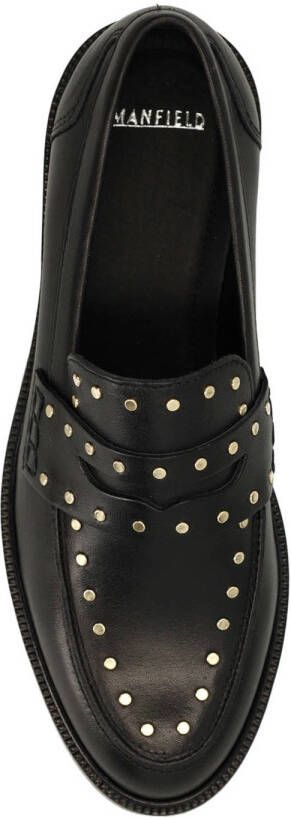 Manfield leren loafers met studs zwart
