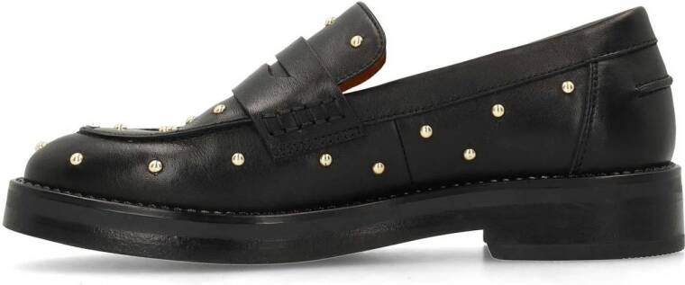 Manfield leren loafers met studs zwart