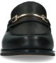 Manfield Dames Zwarte leren loafers met goudkleurig detail - Thumbnail 2