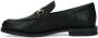 Manfield Dames Zwarte leren loafers met goudkleurig detail - Thumbnail 3