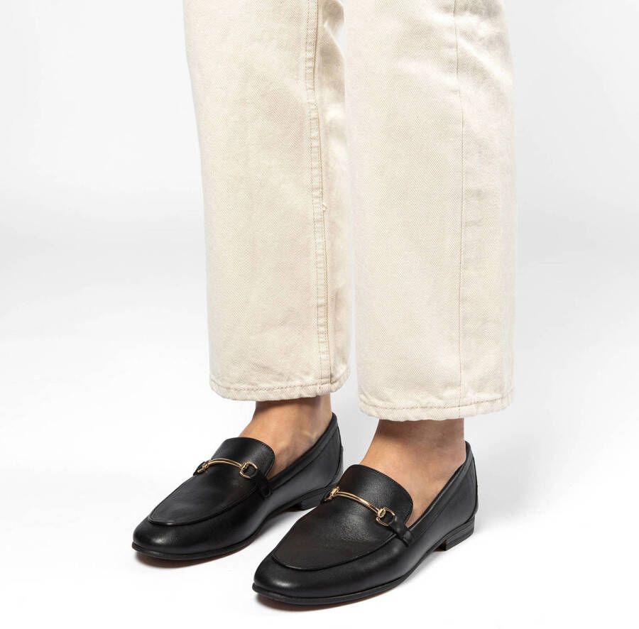 Manfield Dames Zwarte leren loafers - Foto 3