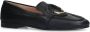 Manfield Dames Zwarte leren loafers met goudkleurig detail - Thumbnail 4