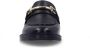 Manfield Dames Zwarte leren loafers met goudkleurig detail - Thumbnail 5