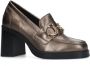 Manfield Dames Goudkleurige leren metallic pumps - Thumbnail 3