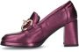 Manfield Dames Paarse leren gesloten pumps met goudkleurige details - Thumbnail 3