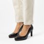 Manfield Dames Zwarte leren pumps - Thumbnail 3