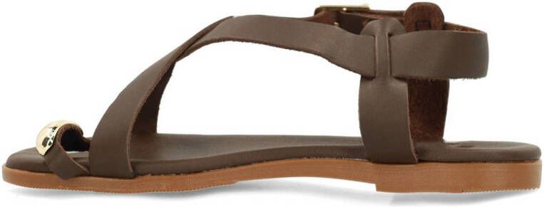 Manfield leren sandalen bruin
