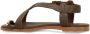 Manfield Dames Bruine leren sandalen met goudkleurig detail - Thumbnail 4