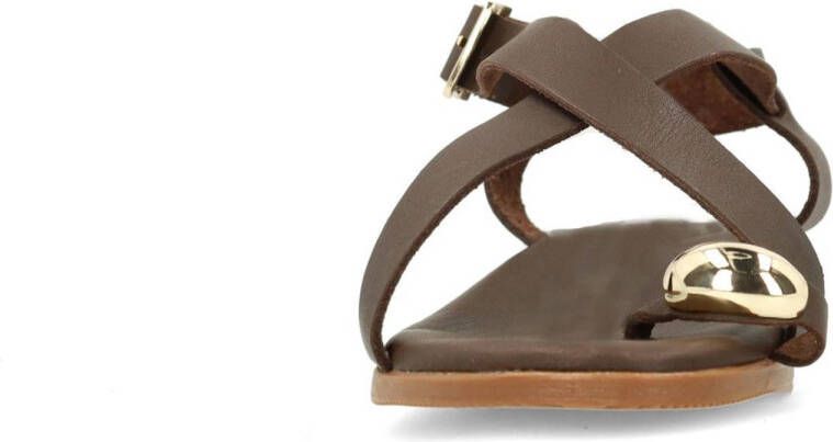 Manfield leren sandalen bruin