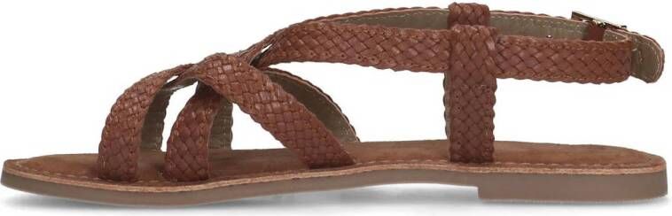 Manfield leren sandalen cognac