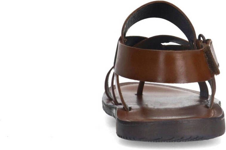 Manfield leren sandalen cognac