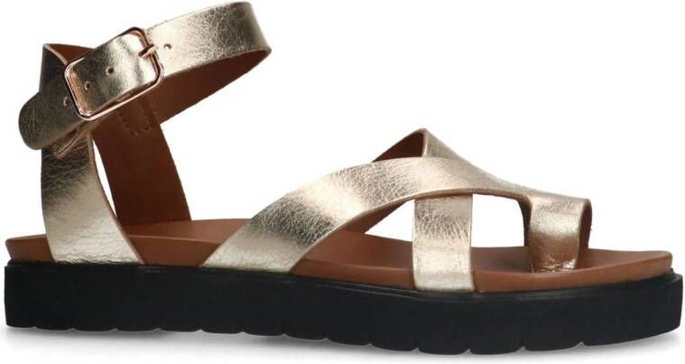 Manfield leren sandalen goud