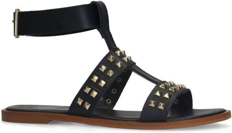 Manfield leren sandalen met studs zwart