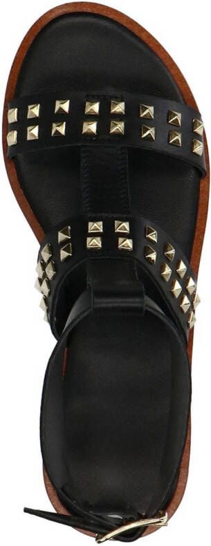 Manfield leren sandalen met studs zwart