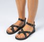 Manfield Dames Leren plateau sandalen met gespsluiting zwart - Thumbnail 2
