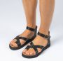 Manfield Dames Zwarte leren plateau sandalen met gespsluiting - Thumbnail 2