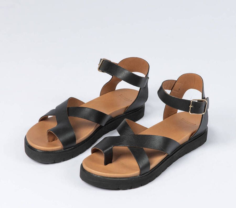 Manfield leren sandalen zwart