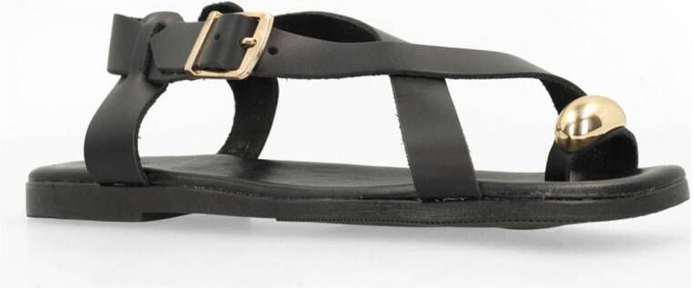 Manfield leren sandalen zwart