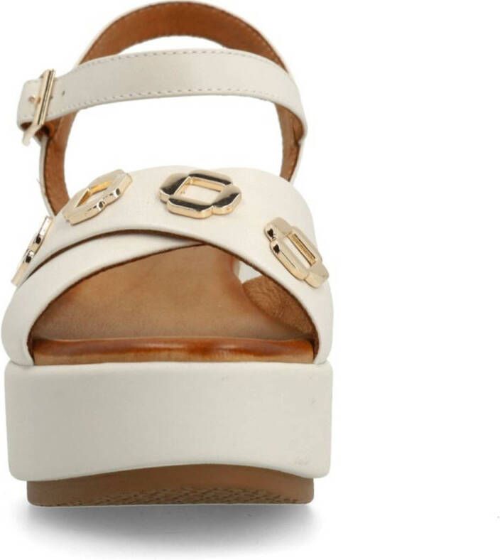 Manfield leren sleehakken ecru