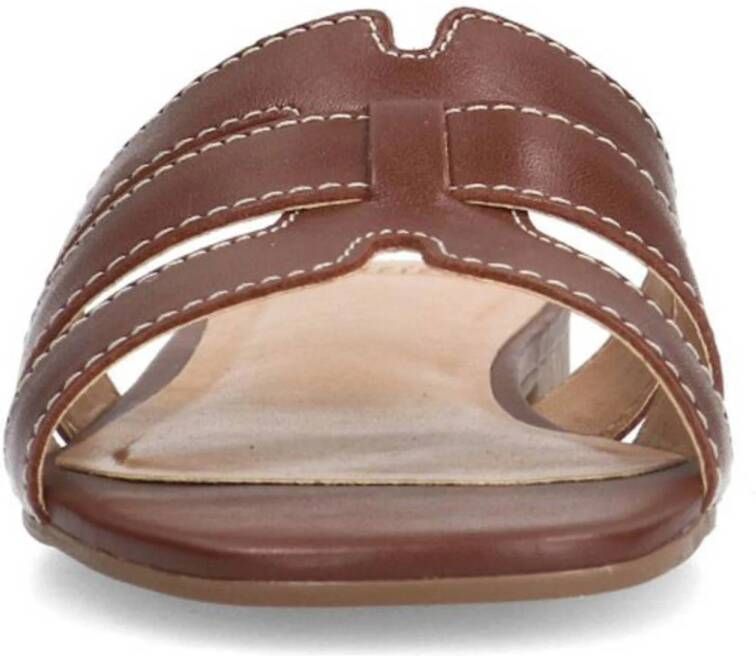 Manfield leren slippers bruin
