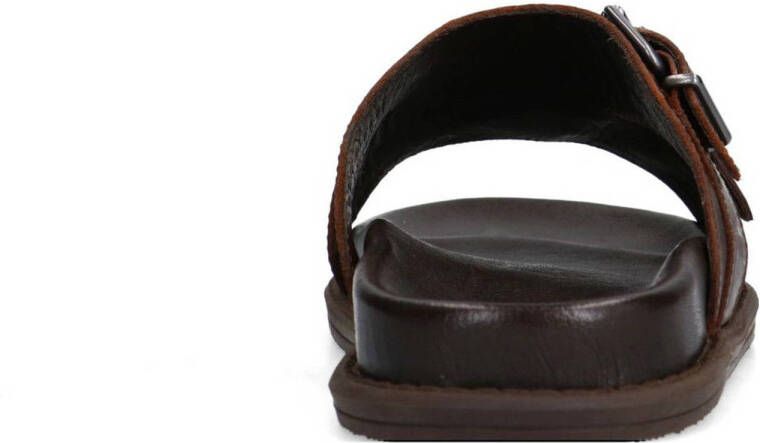 Manfield leren slippers bruin