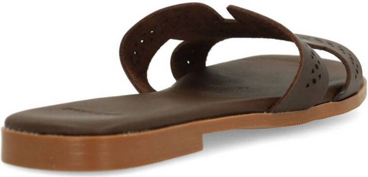 Manfield leren slippers bruin