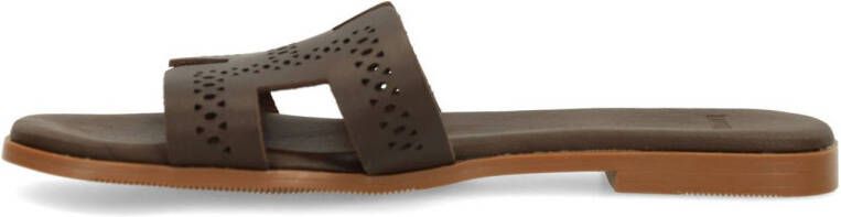 Manfield leren slippers bruin