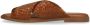 Manfield Dames Cognac leren gevlochten slippers - Thumbnail 5