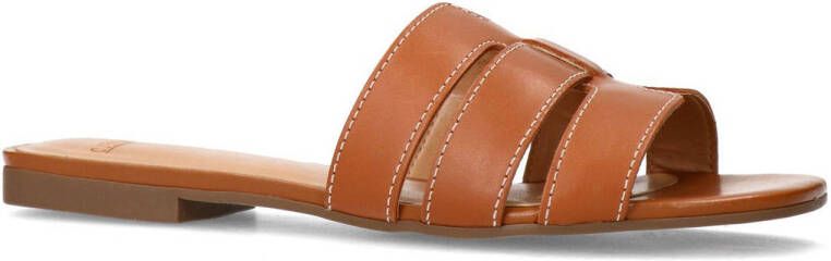 Manfield leren slippers cognac