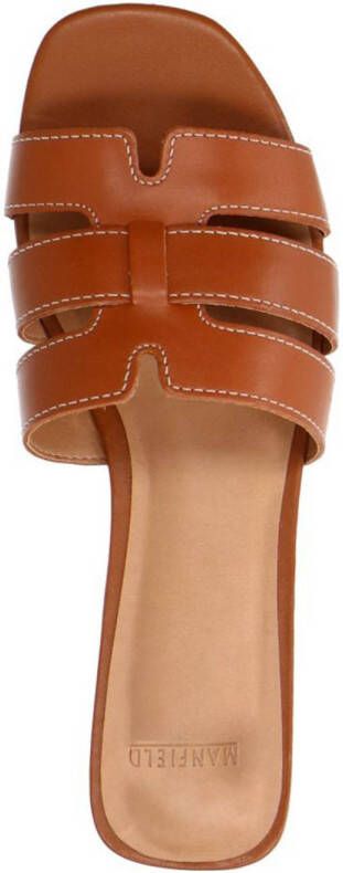 Manfield leren slippers cognac