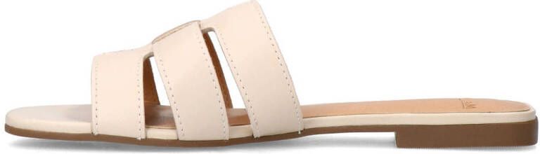 Manfield leren slippers ecru