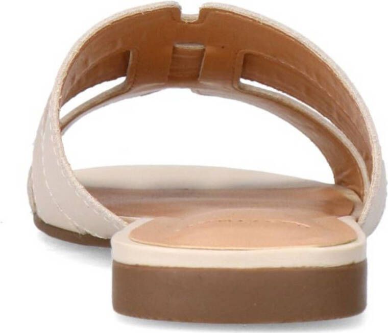 Manfield leren slippers ecru
