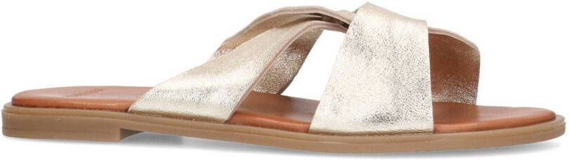 Manfield leren slippers goud