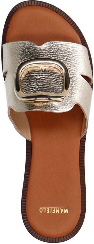 Manfield leren slippers goud