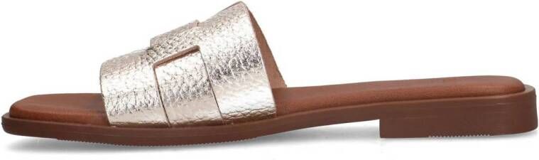 Manfield leren slippers goud