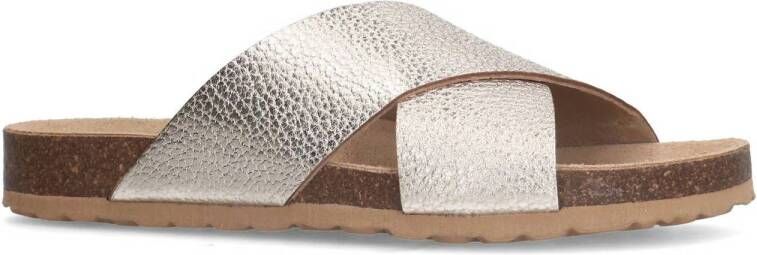 Manfield leren slippers goud