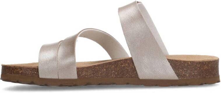 Manfield leren slippers goud