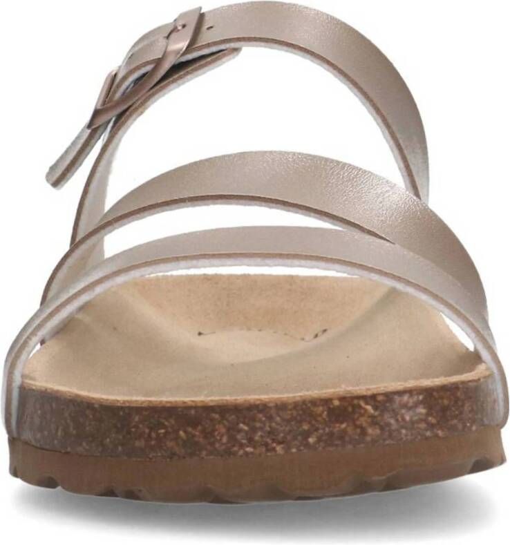 Manfield leren slippers goud