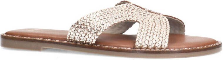 Manfield leren slippers goud