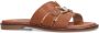 Manfield leren slippers met gesp cognac - Thumbnail 2