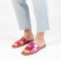Manfield Dames Roze metallic leren slippers - Thumbnail 2
