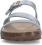 Manfield Dames Zilveren leren slippers met gesp - Thumbnail 5