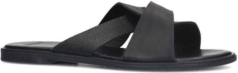 Manfield leren slippers zwart