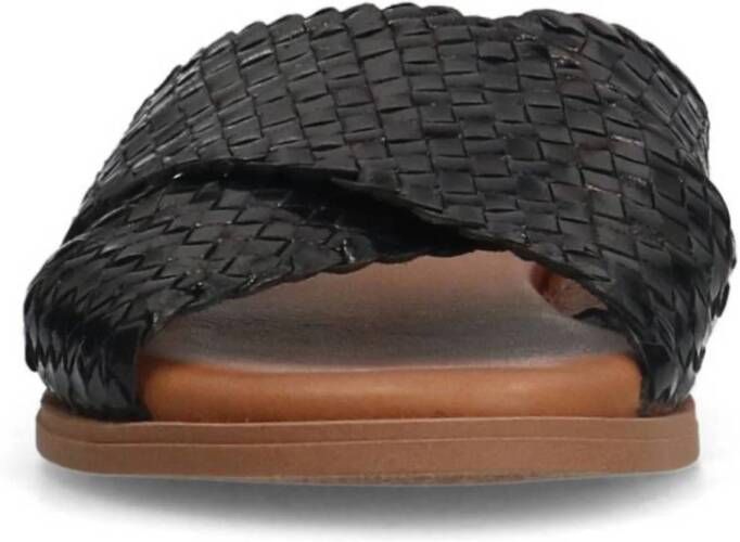 Manfield leren slippers zwart