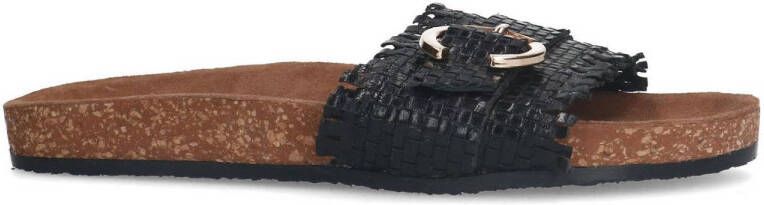 Manfield leren slippers zwart