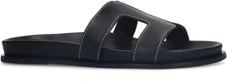 Manfield leren slippers zwart