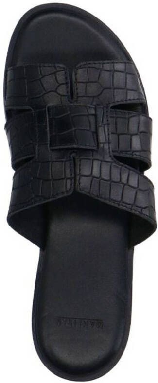 Manfield leren slippers zwart