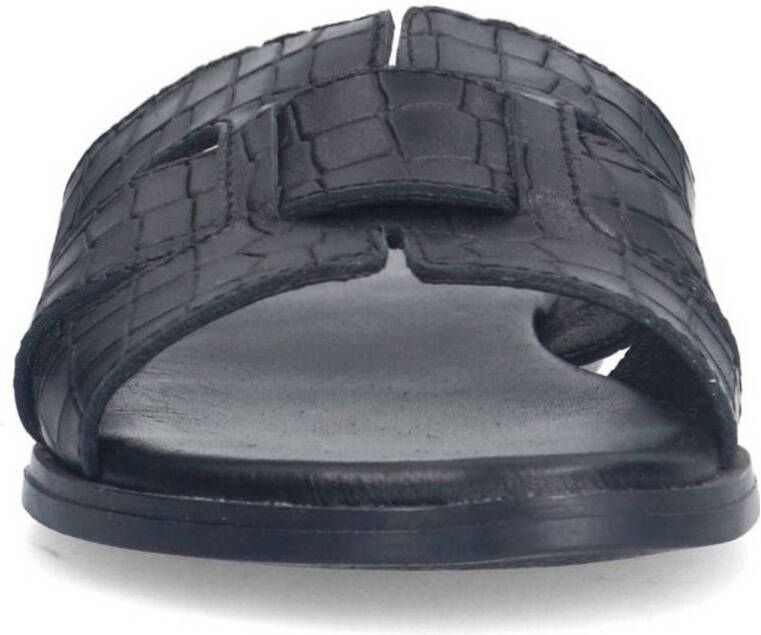 Manfield leren slippers zwart