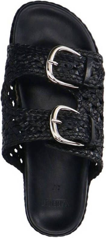 Manfield leren slippers zwart