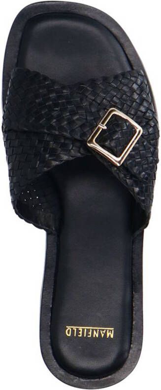Manfield leren slippers zwart